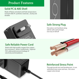 Gonine 21V charger cord length 3.9 feet allows flexible setup.