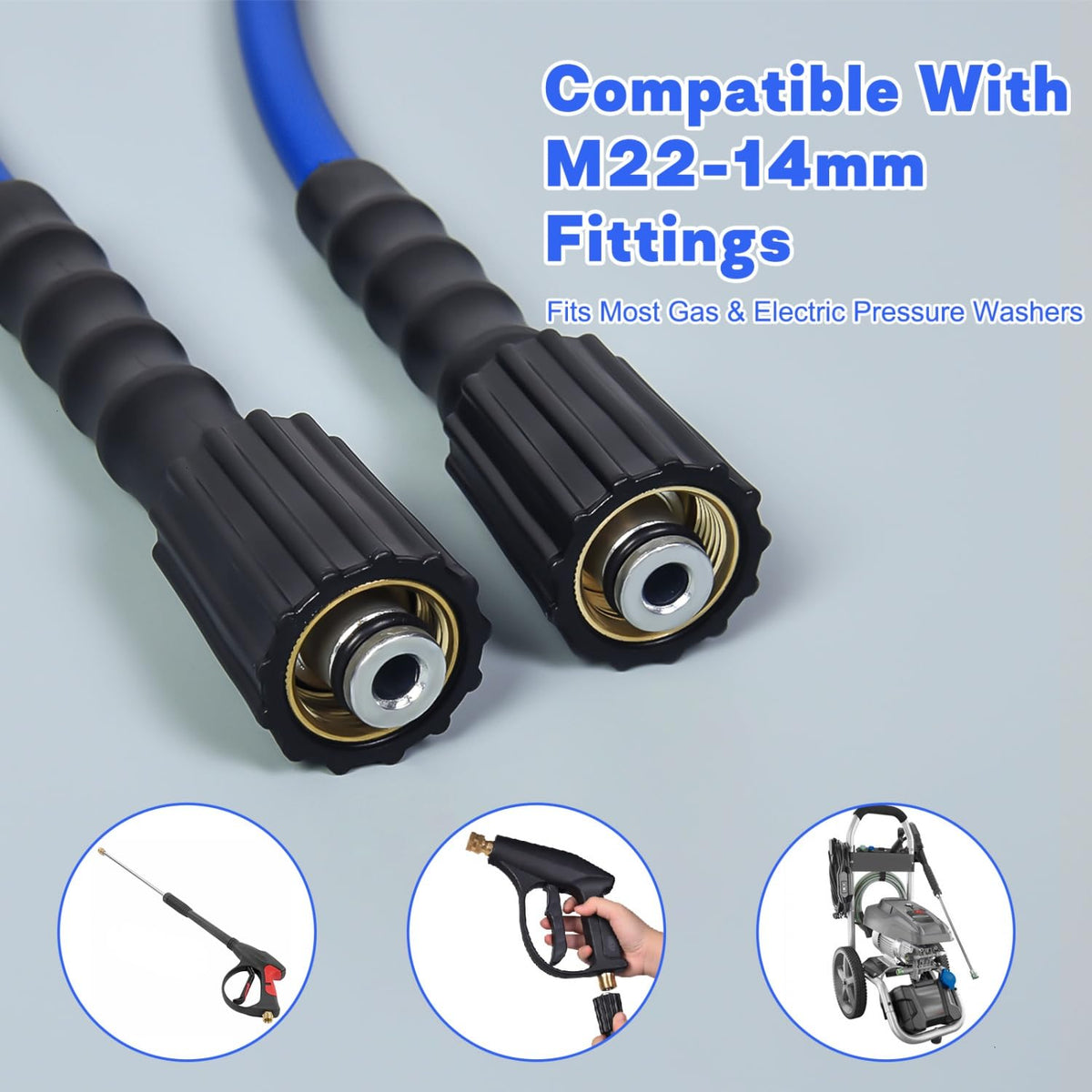 Gonioa 3200 PSI blue hose delivers consistent pressure for homes.