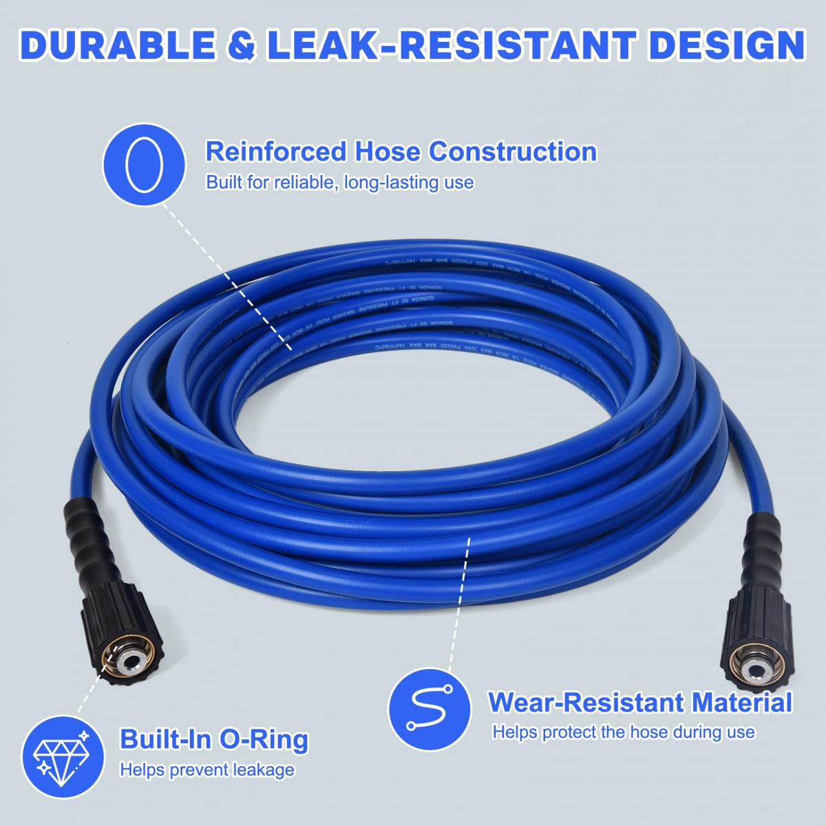 Gonioa hybrid polymer hose offers flexible handling and easy storage.