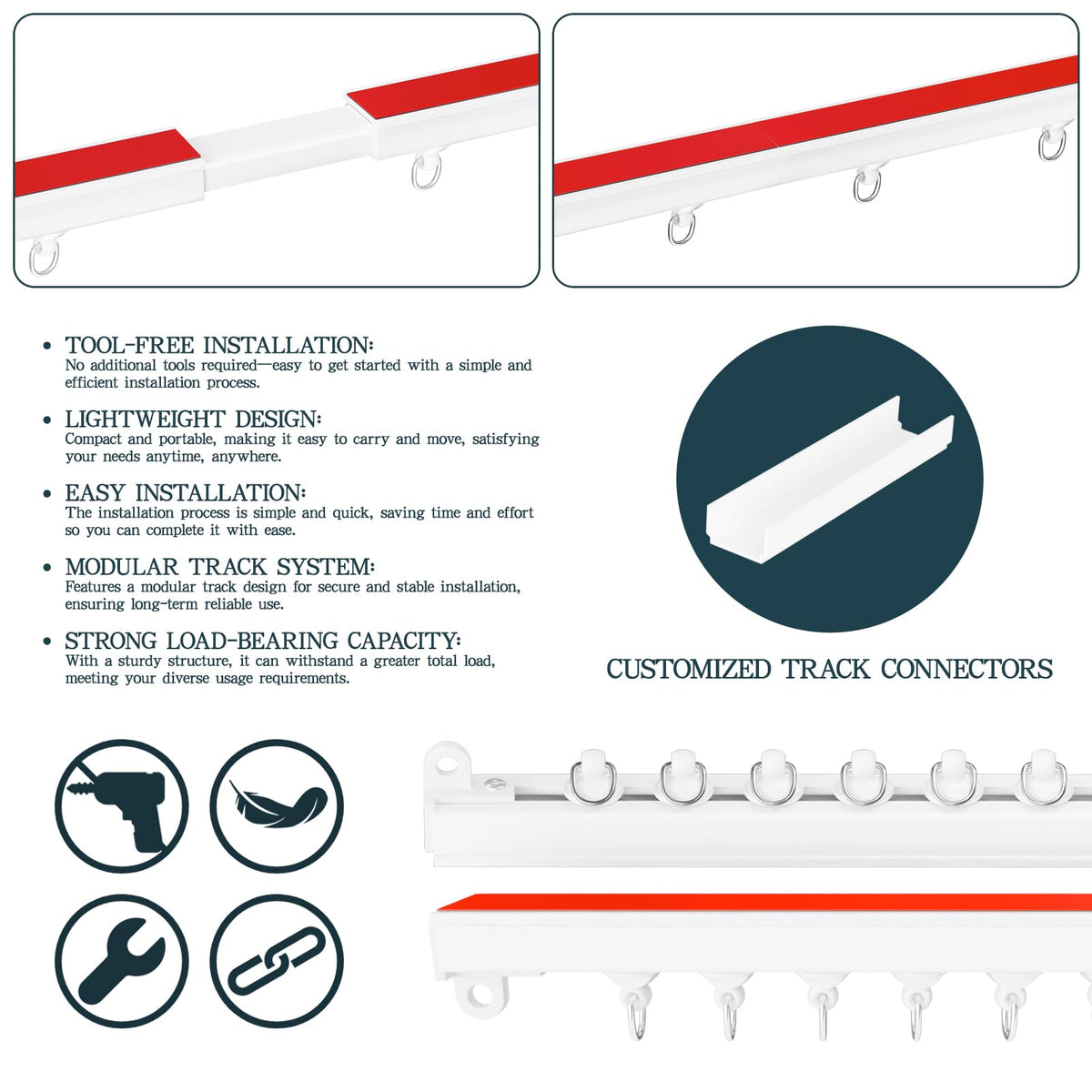 GONNRLY slim-design ceiling track blending with room decor.