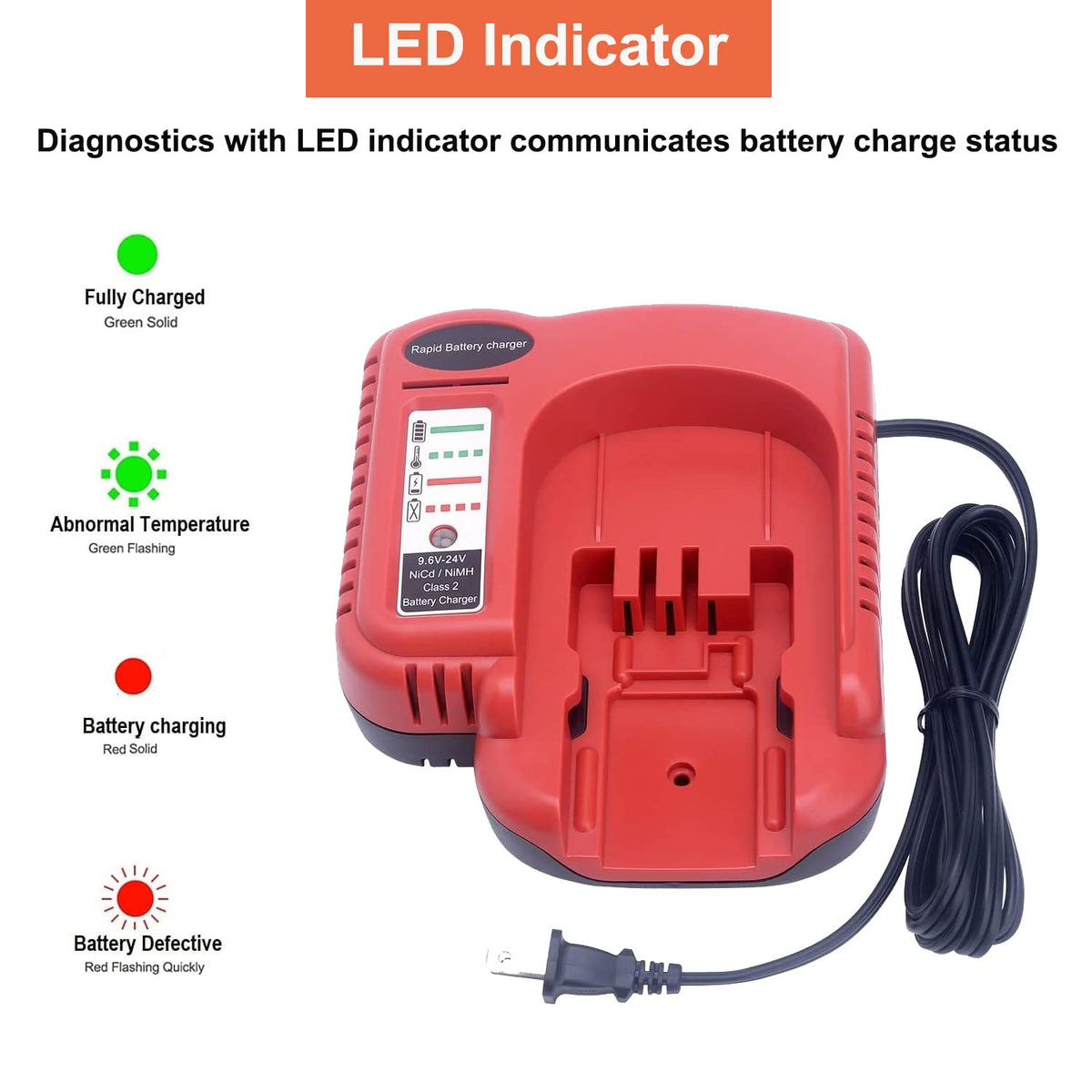 Gonocop BDFC240 LED indicator communicates charging status at a glance