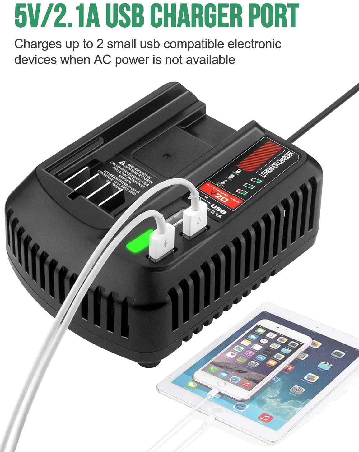 Gonocop CMCB104 V20 charger packaging and included accessories