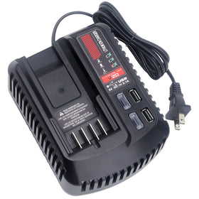 Gonocop CMCB104 V20 charger front view with dual USB ports for quick device charging