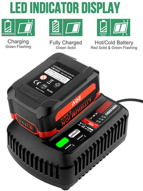 Gonocop CMCB104 V20 charger LED status indicators during charging