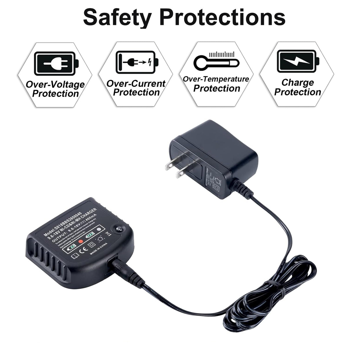Gonocop high-efficiency charging completes in about 7 to 10 hours for NiCad and NiMH.