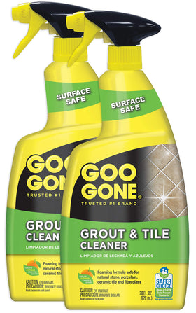 Goo Gone Grout & Tile Cleaner spray bottle targets tough grout stains