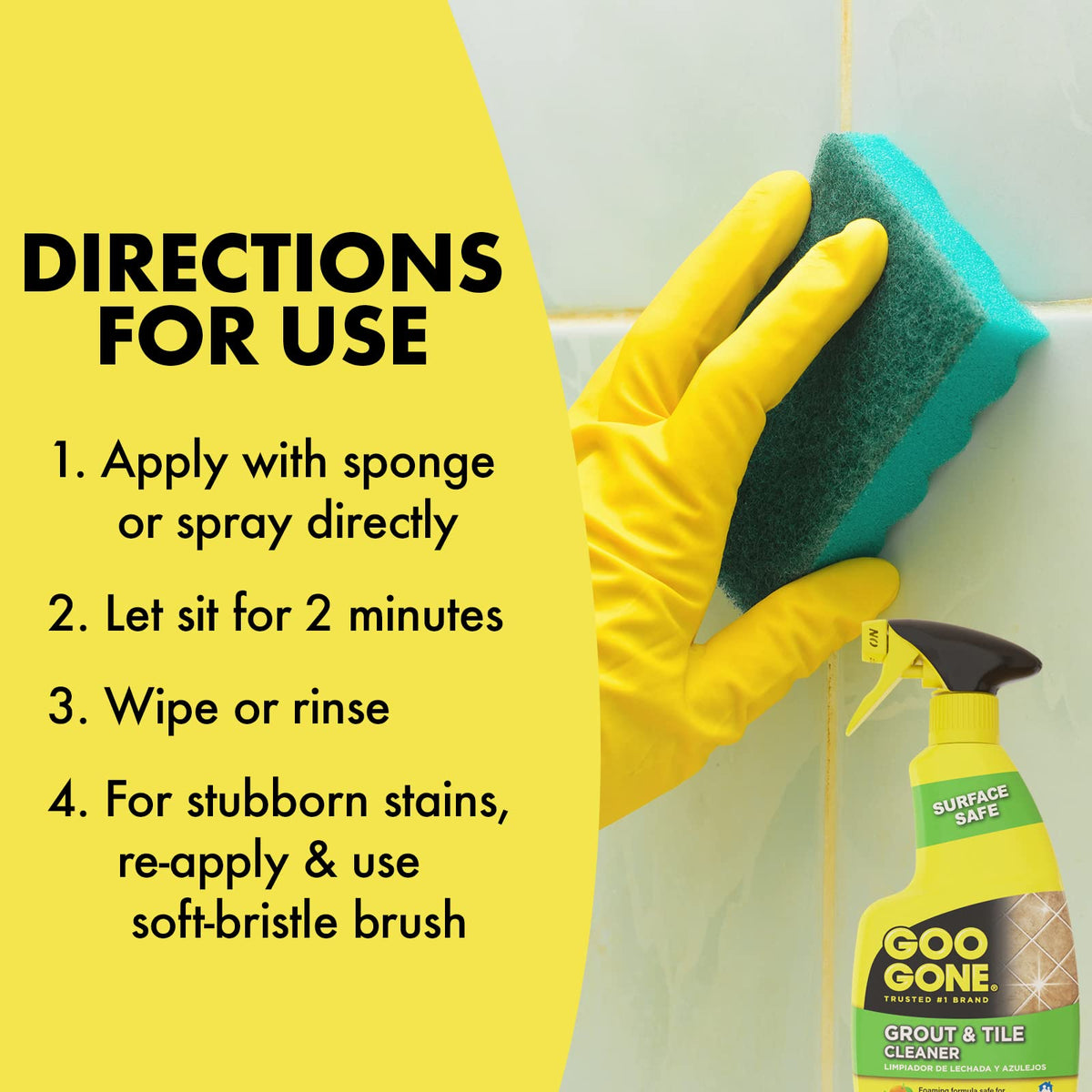 Goo Gone Grout & Tile Cleaner deep cleans grout lines for a refreshed look