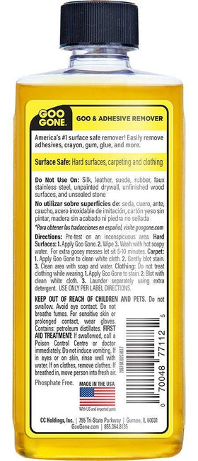 Goo Gone Original adhesive remover demonstrating label and sticker removal for household use