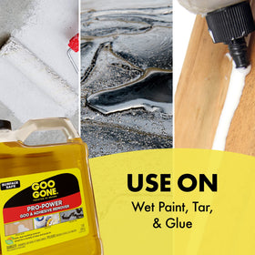 Goo Gone Pro-Power on glass dissolves adhesive and residue.