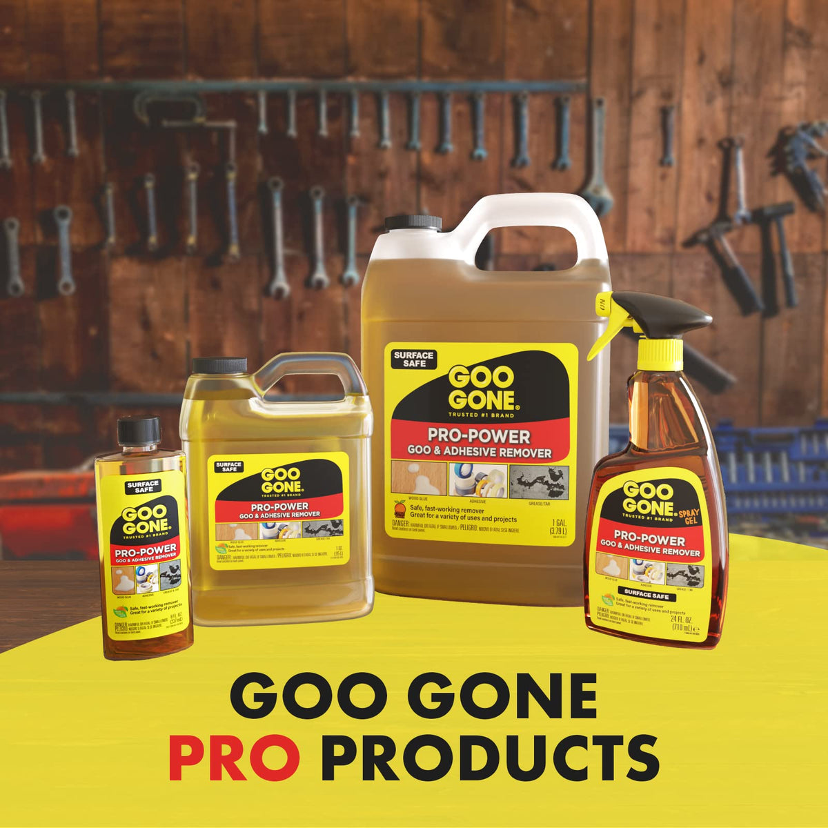 Goo Gone Pro-Power cleans tar, grease, and ink efficiently