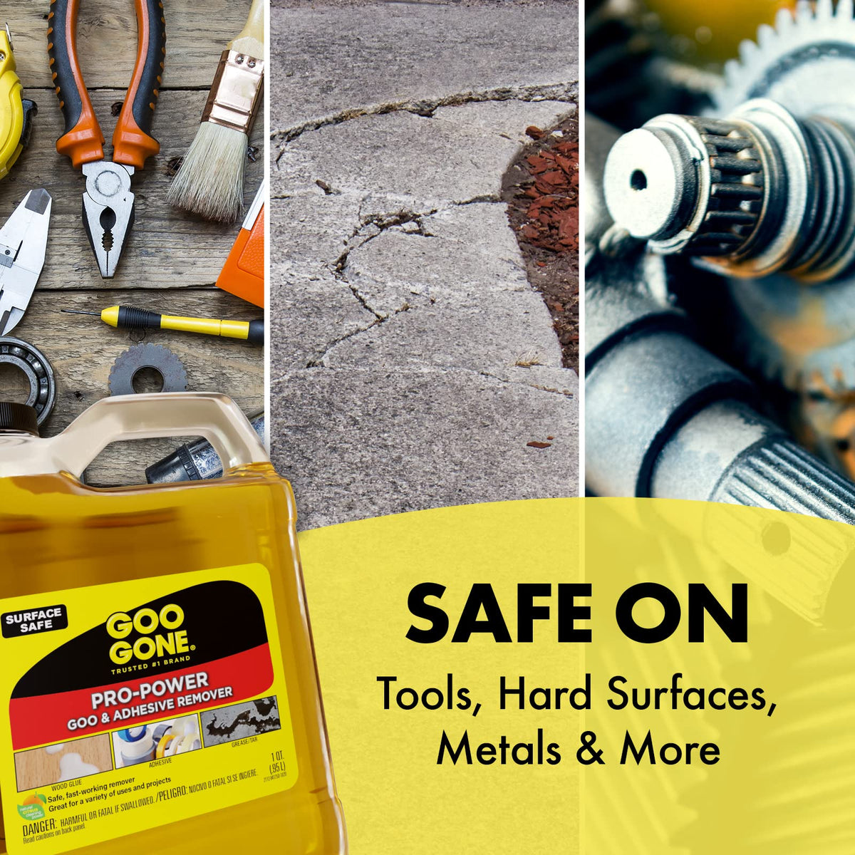 Goo Gone Pro-Power removing tape from wall for clean surfaces.