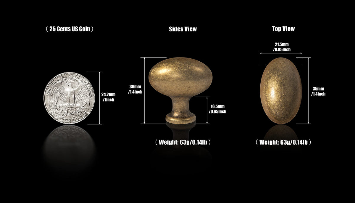 Goo-Ki antique brass knob mounted on a dresser, showcasing durable zinc alloy.