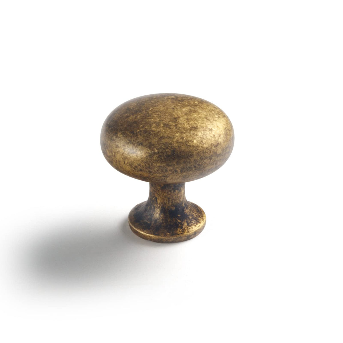 Goo-Ki vintage brass cabinet knob, front view, durable zinc alloy build.