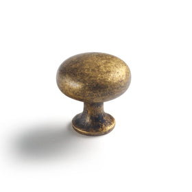 Goo-Ki vintage brass cabinet knob, front view, durable zinc alloy build.