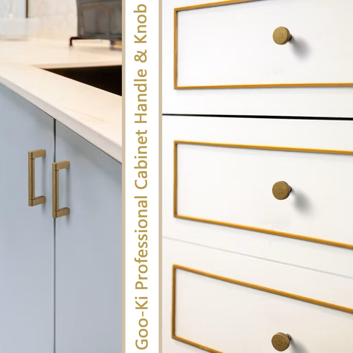 Goo-Ki vintage bronze bar cabinet pulls add retro charm and strength.