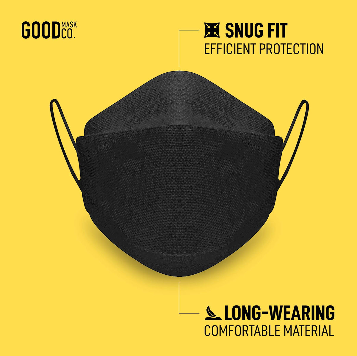 Good Mask Co 10 pack black kn95 highlights bulk daily wear convenience
