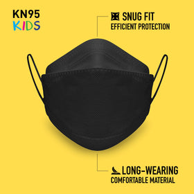Good Mask Co. KN95 kids mask worn by child demonstrates secure ear loops for all-day wear.
