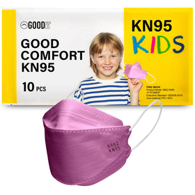 Good Mask Co. Good Comfort Kids KN95 pink folded mask for easy storage and prep