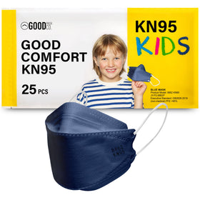 Good Mask Co. Good Comfort Kids mask pack of 25 in blue for daily school wear.
