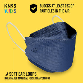Good Mask Co. Snug-fit pliable kids face cover in blue for a secure feel.