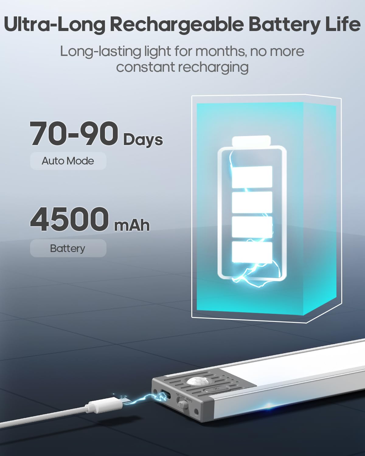GOODEA 17.5-inch under-cabinet light dimming controls for customized brightness.