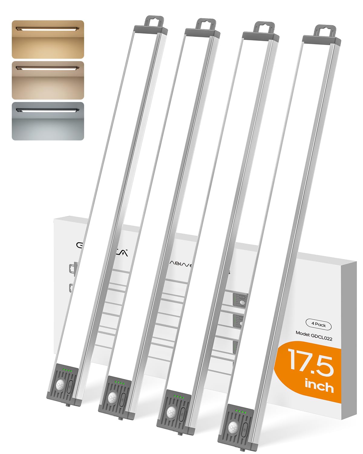 GOODEA 17.5-inch under-cabinet light, front view, delivering even bright illumination for cooking.