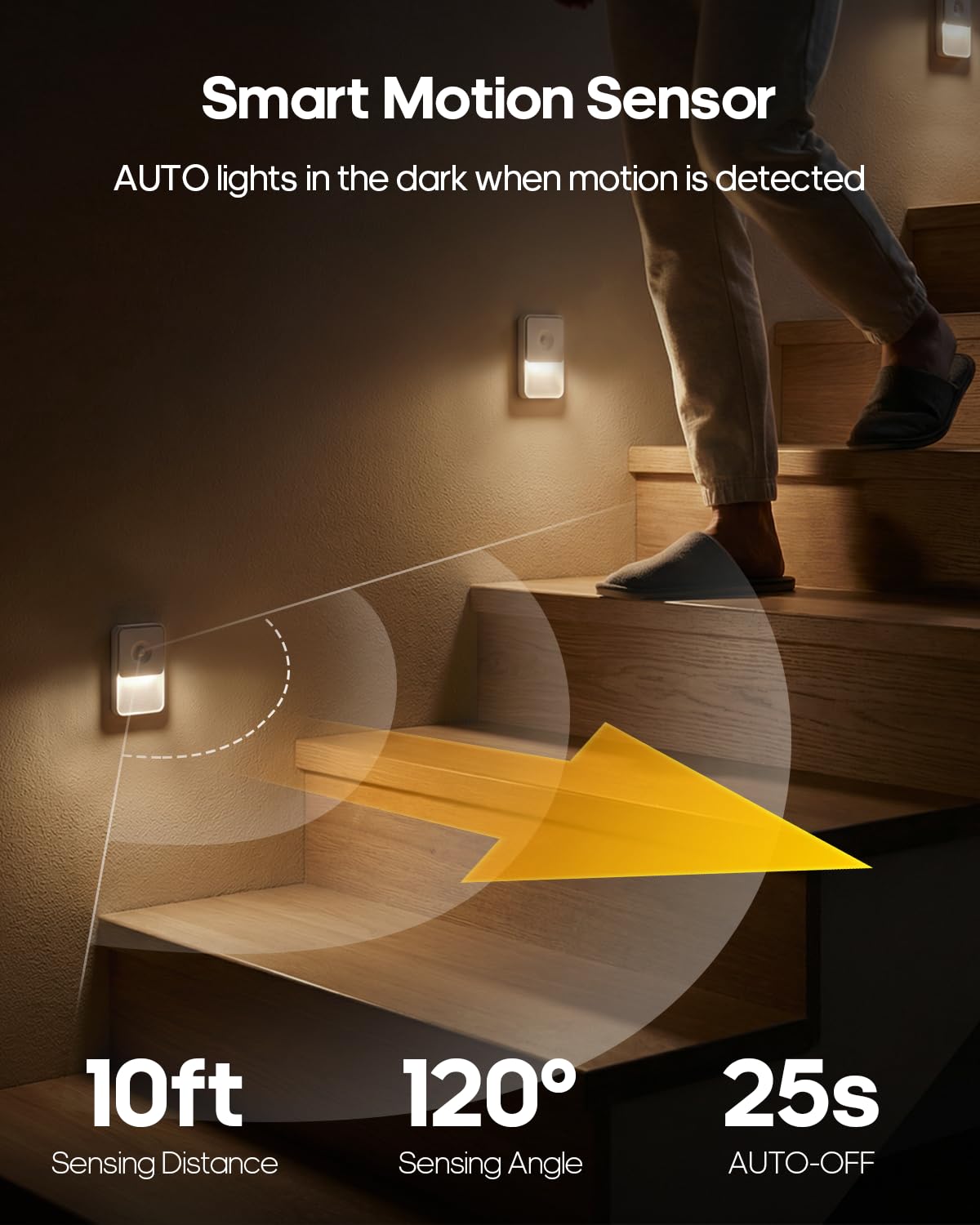 GOODEA bathroom motion sensor night light activates softly in low light