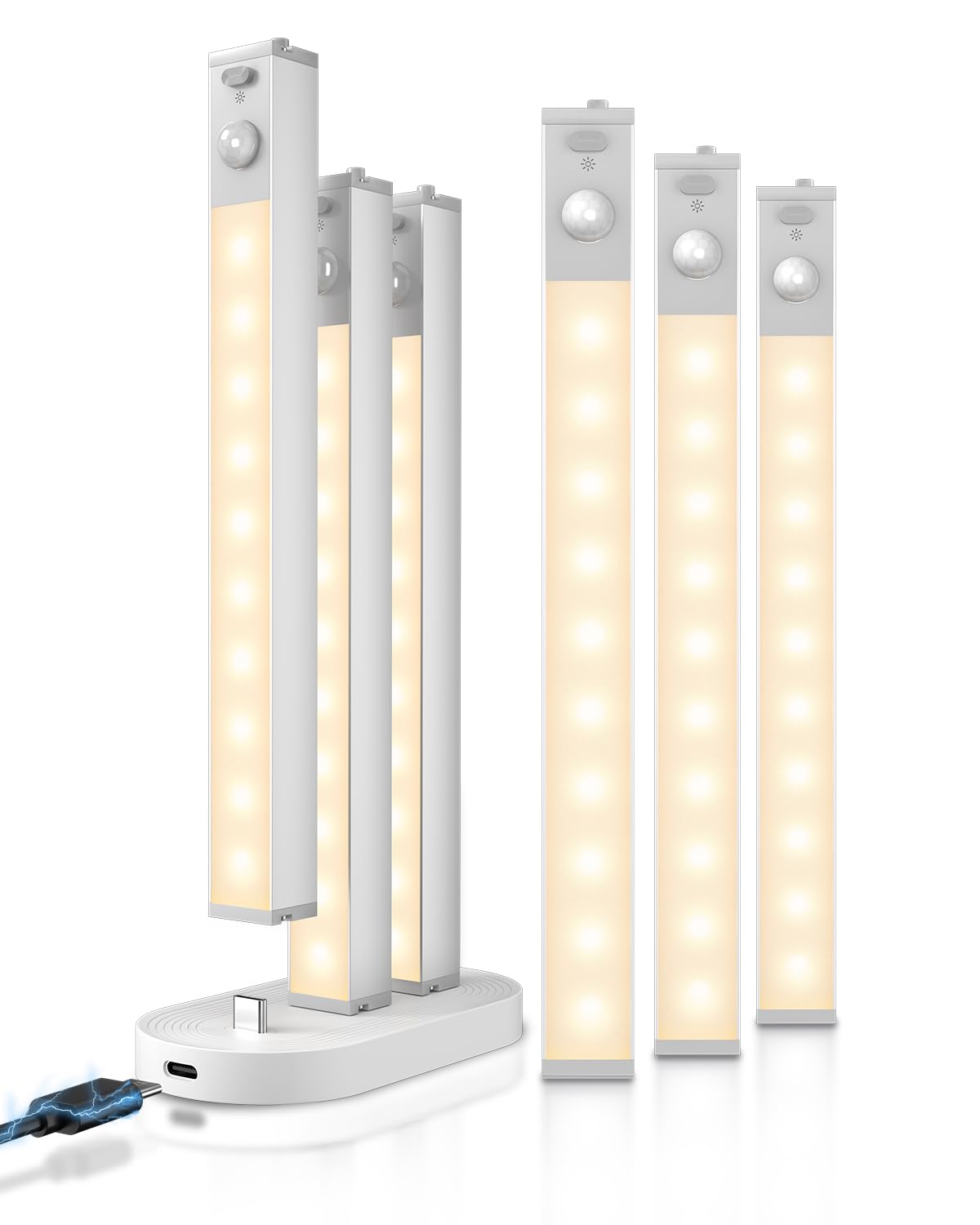 GOODEA LED under-cabinet lights in a 6-pack illuminating cabinets and shelves clearly