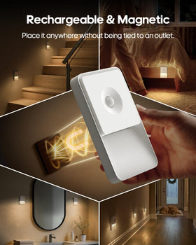 GOODEA motion sensor night light detects movement in hallways in low light.
