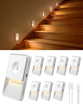 GOODEA rechargeable motion sensor night light on stairs guides nighttime steps
