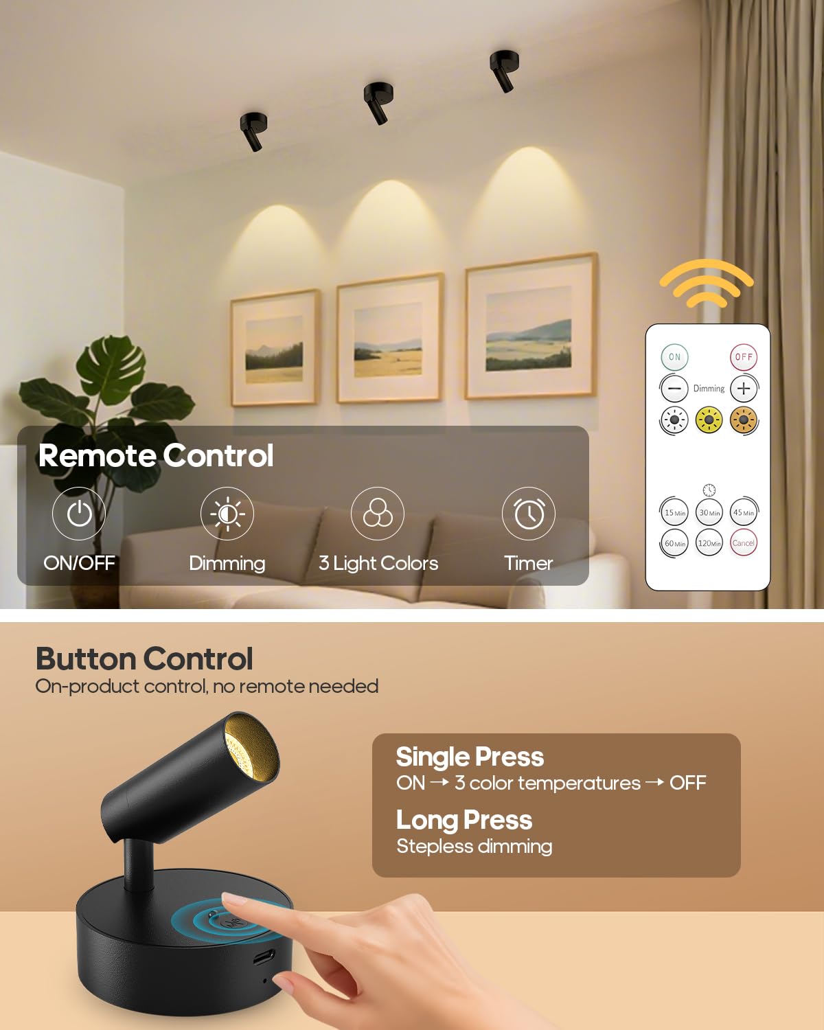 GOODEA rechargeable spotlight with USB-C charging supports extended artwork and plant lighting sessions.