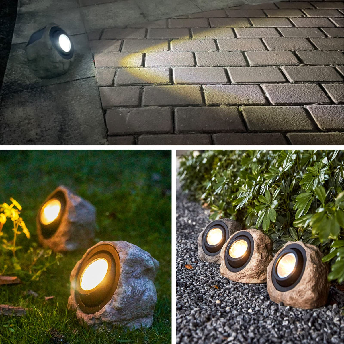 Goodfoever rock solar light built-in battery powers up to 8 hours of illumination