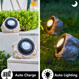 Goodfoever rock solar light cold white mode underscores modern landscape accents