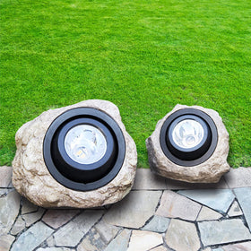 Goodfoever rock solar light outdoor stake demonstrates weatherproof durability for year-round use