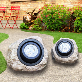 Goodfoever rock solar light close-up panel shows long-lasting charge for pathways
