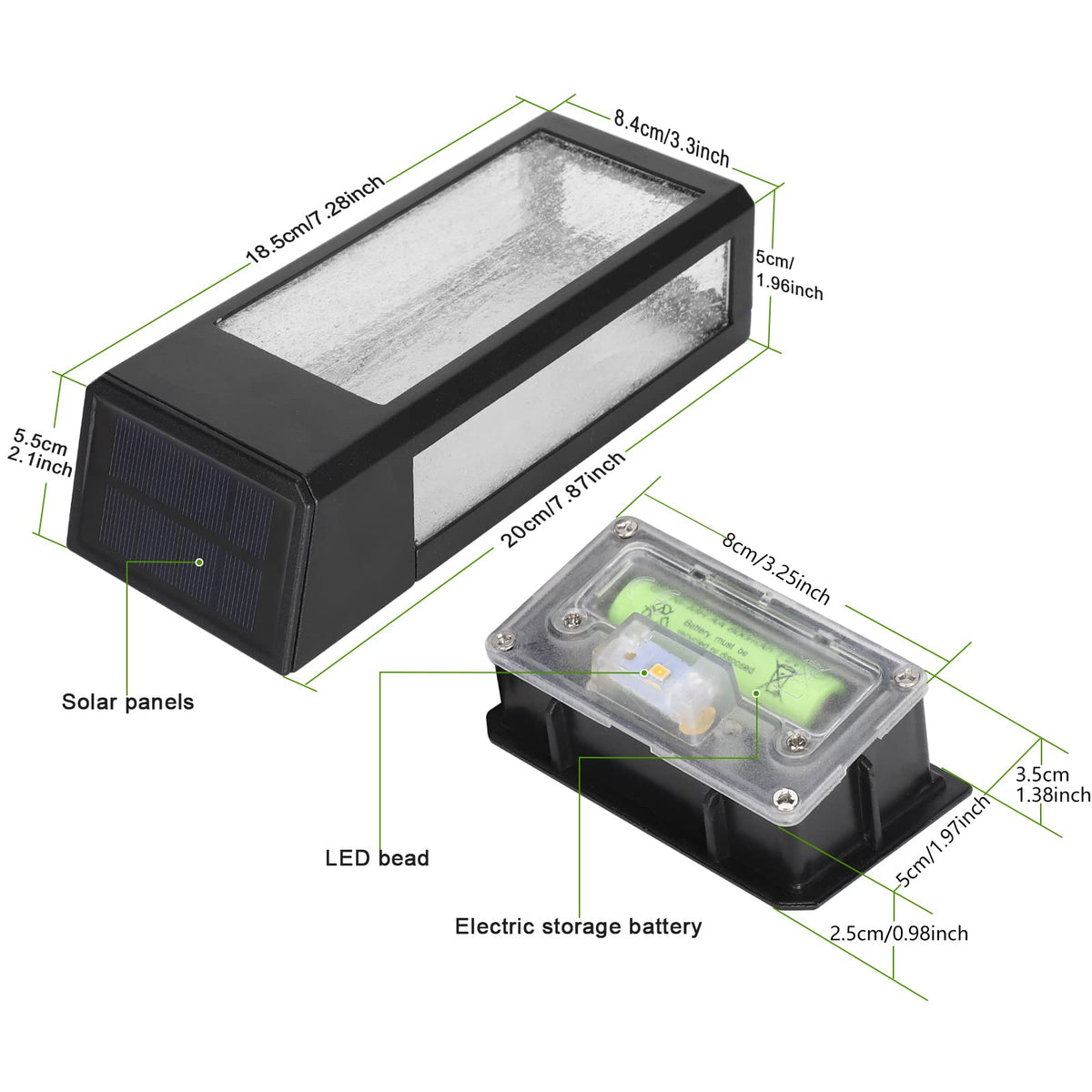 GOODFOEVER solar light insert top enhances exterior walls with automatic dusk-to-dawn illumination.