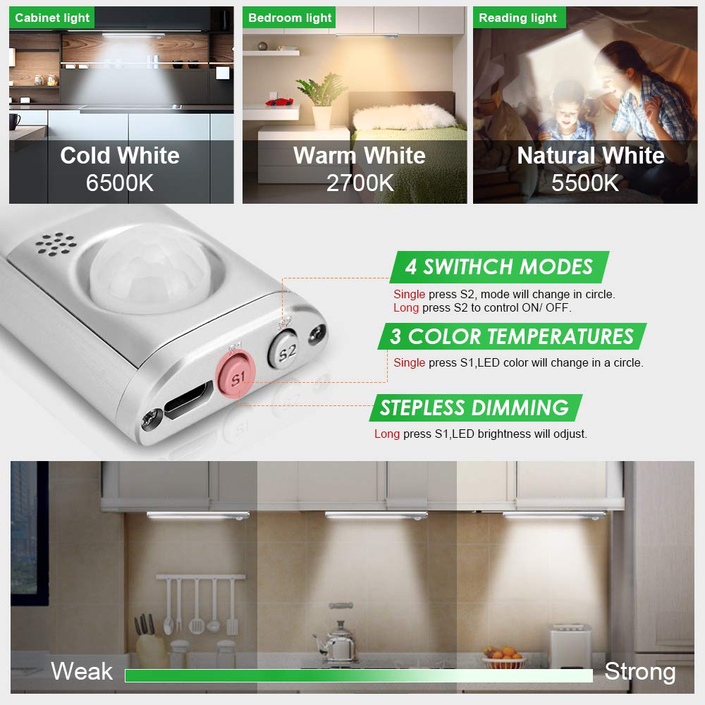 Goodland dimmable under cabinet closet light for flexible brightness