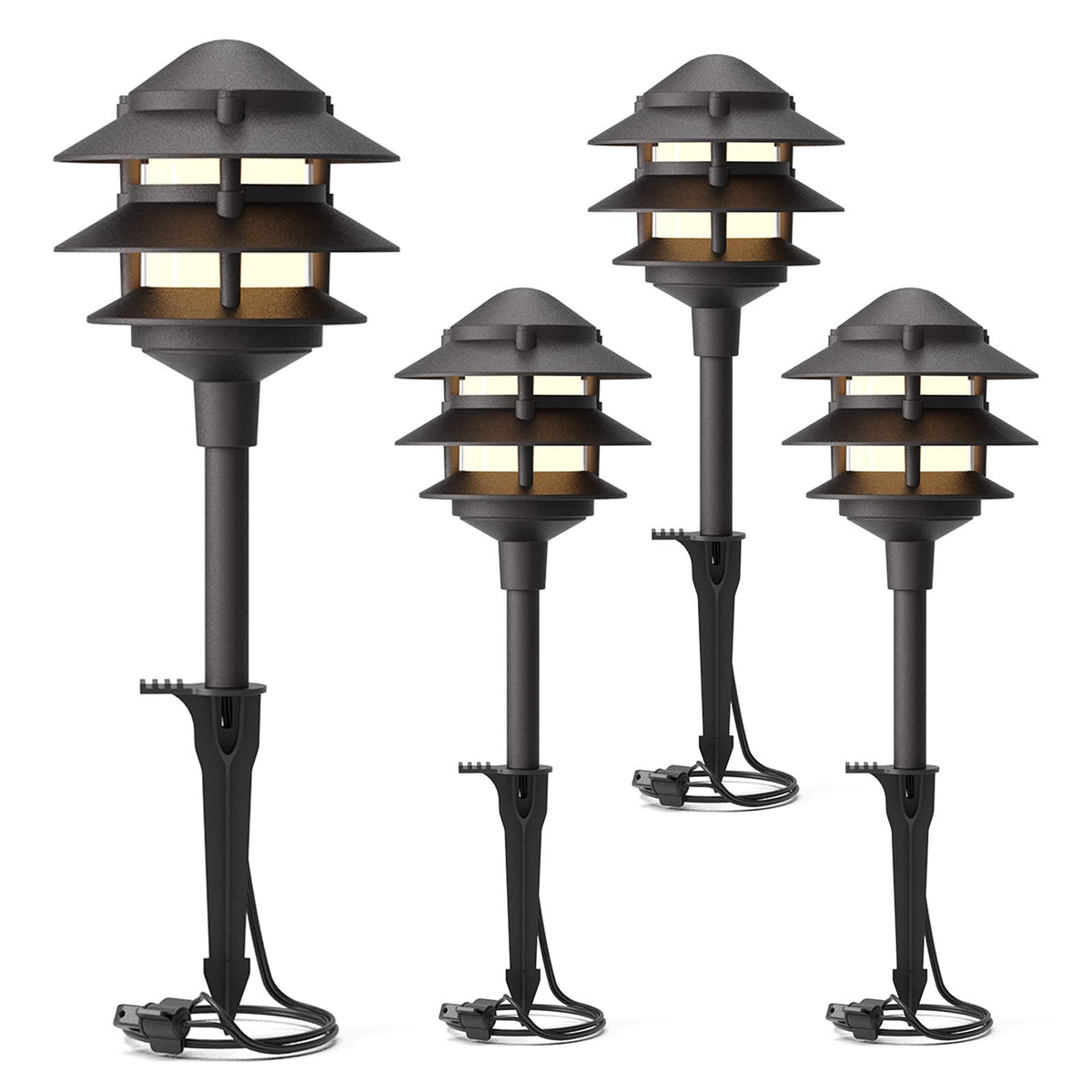 GOODSMANN 4PK Landscape Light for pathway provides subtle warm illumination along walkways.