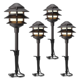GOODSMANN 4PK Landscape Light for pathway provides subtle warm illumination along walkways.