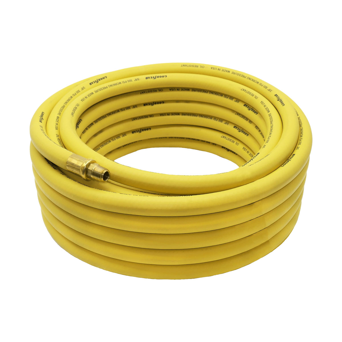 Goodyear 50ft yellow air hose with brass fittings for durable air delivery