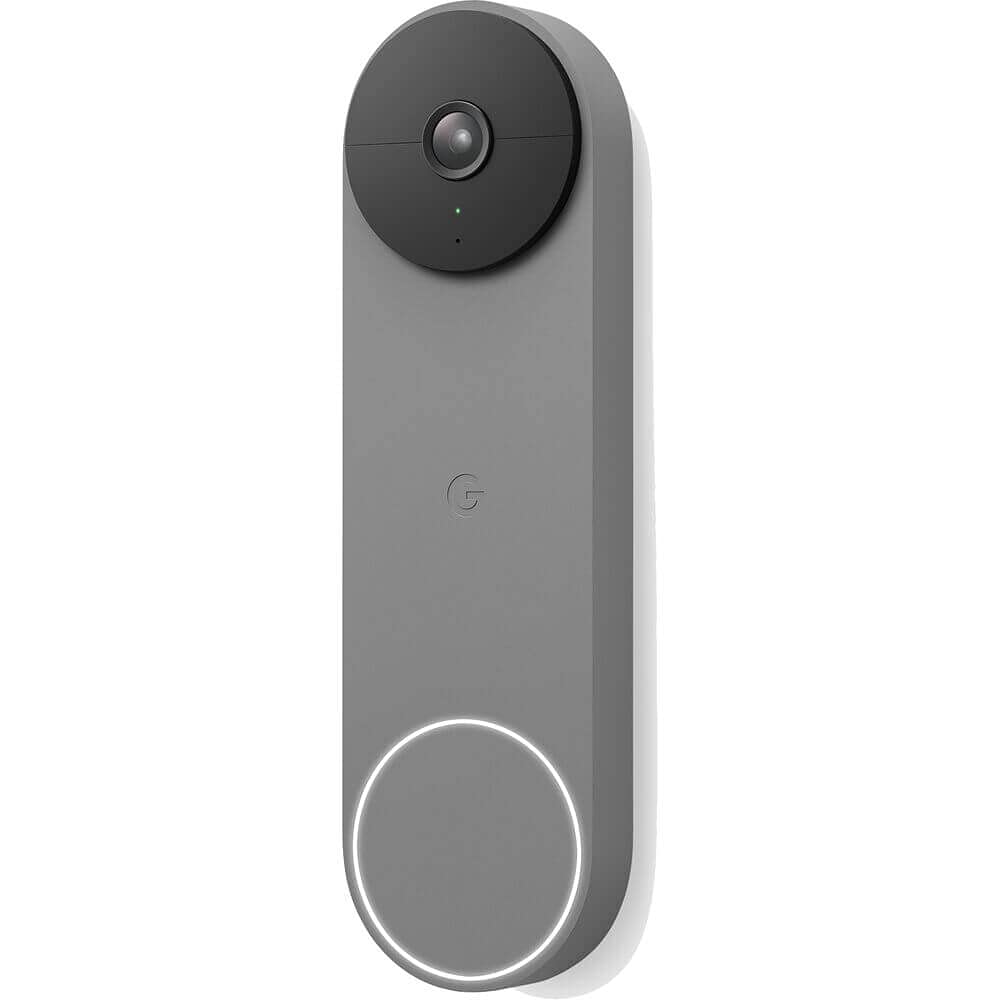 Google Nest Doorbell Battery Ash front view for flexible wireless placement.