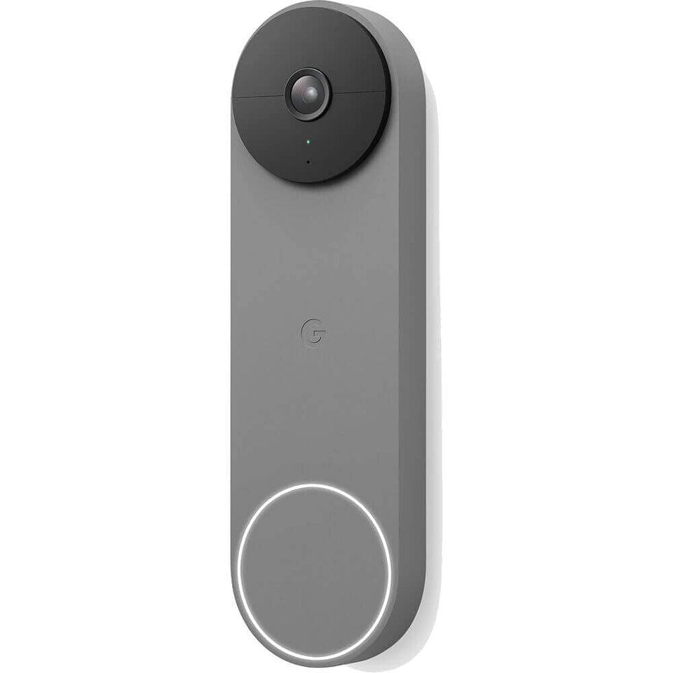 Google Nest Doorbell Battery Ash front view for flexible wireless placement.