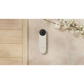 Google Nest Doorbell Battery Linen installation view for wire-free or wired setup.