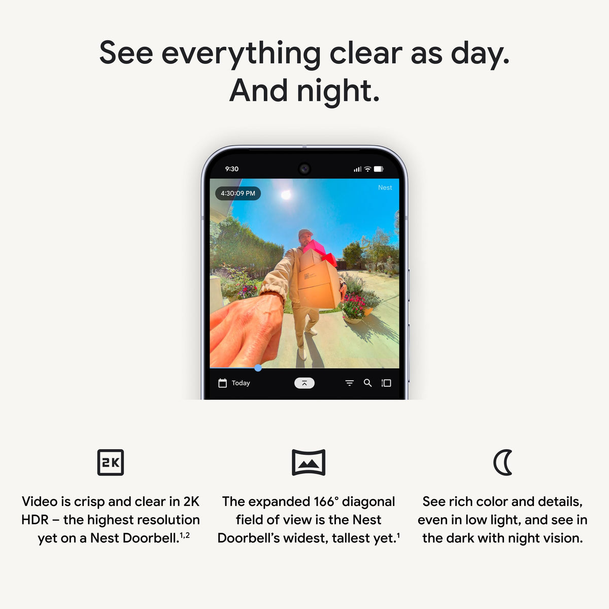 Google Nest Doorbell wired 166-degree view broadens doorstep perspective.