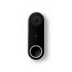 Google Nest Doorbell (Wired) front view shows doorstep monitoring with alerts