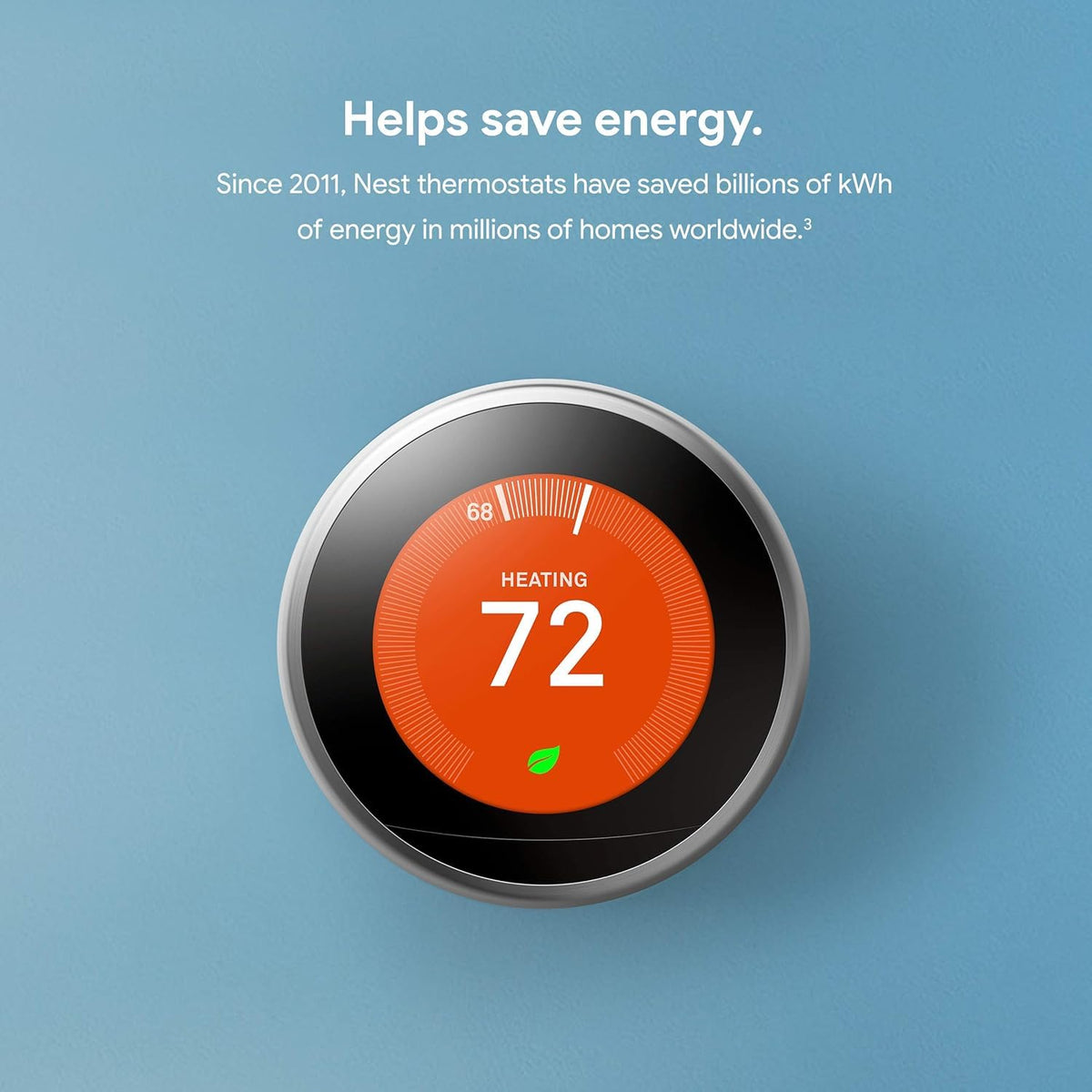 Nest Thermostat 3rd Gen stainless steel finish complements modern interiors