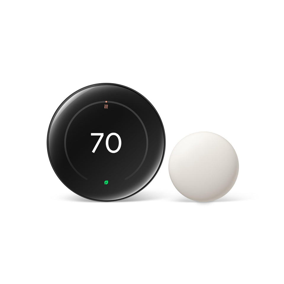 Google Nest Learning Thermostat 4th gen Obsidian front view for easy energy control.