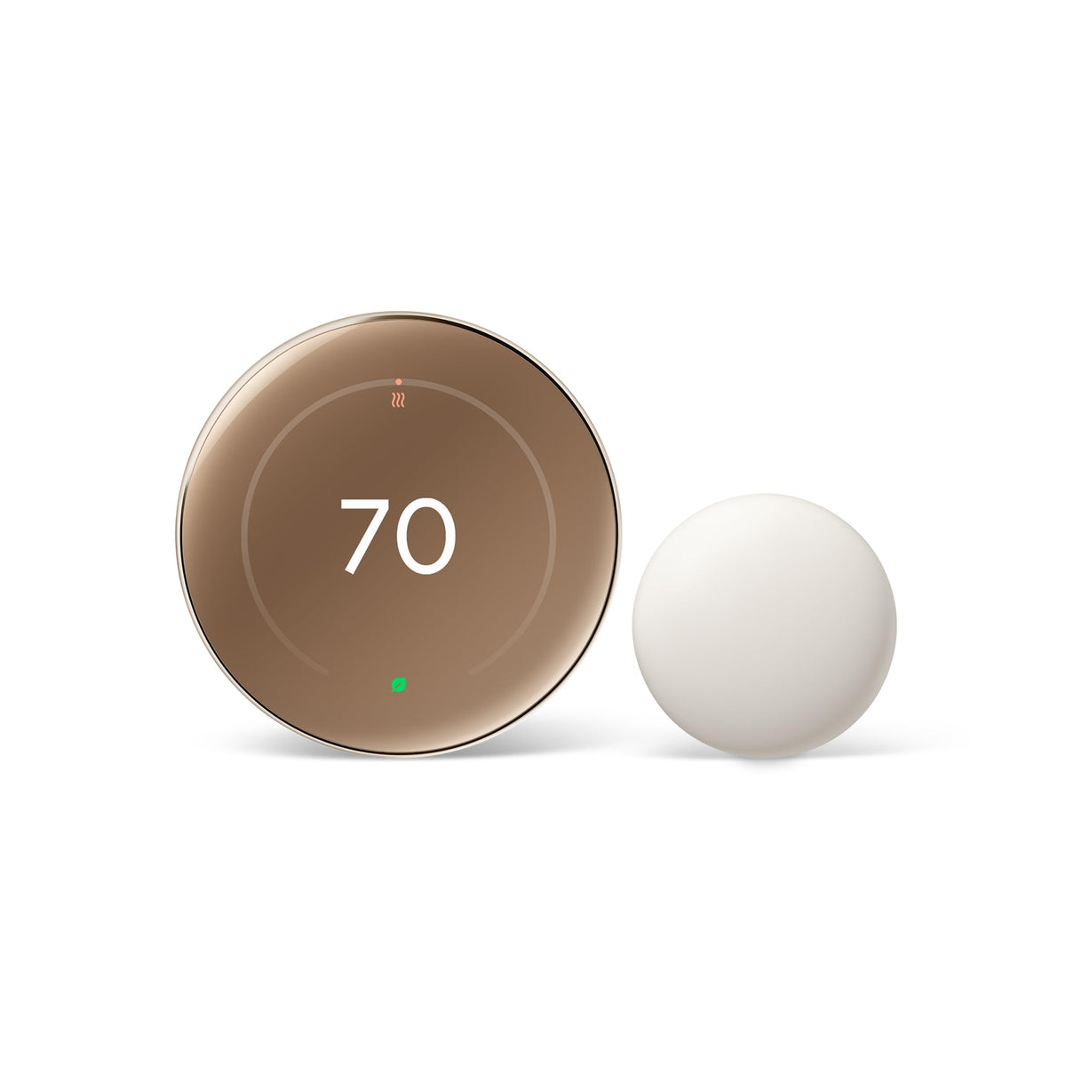 Google Nest Learning Thermostat 4th Gen Polished Gold front view with sleek premium design