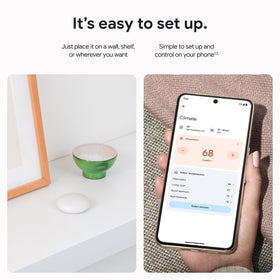 Google Nest Temperature Sensor measuring room temperature without clutter