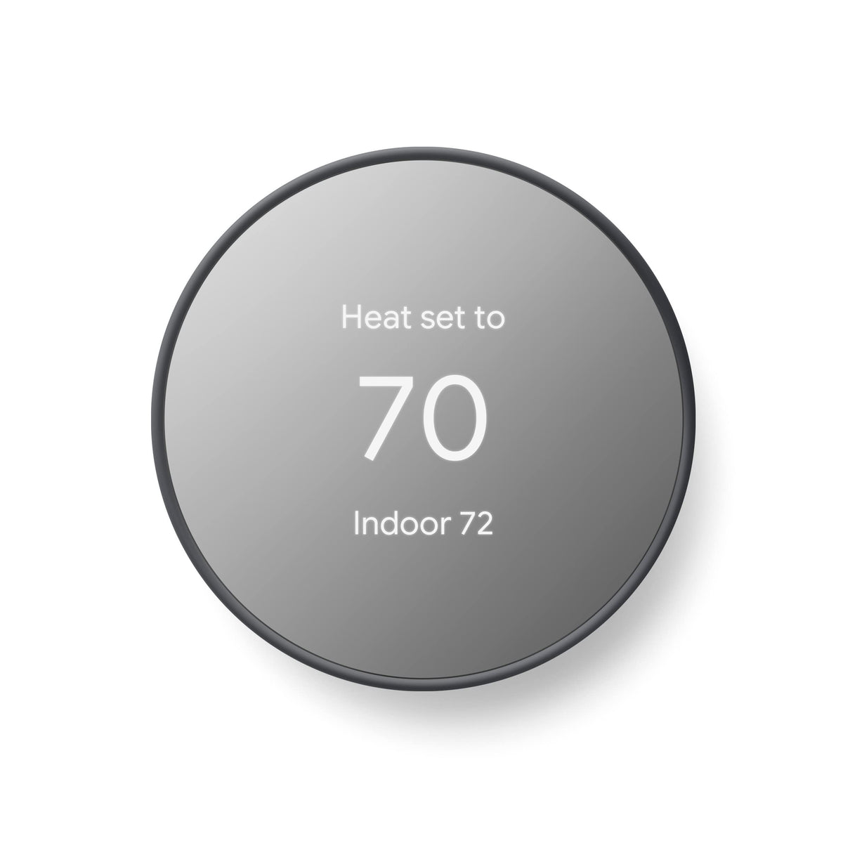 Google Nest Thermostat front view, showcasing a sleek interface for easy control